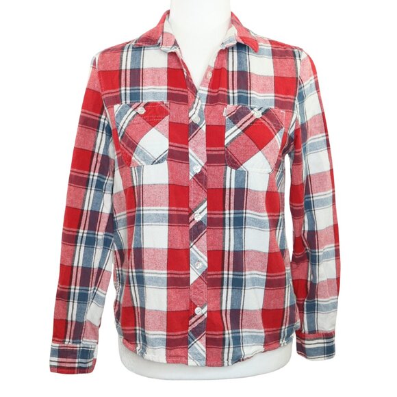 Levis Flannel Shirt Red Blue White Plaid Long Sleeve Button Up - Picture 1 of 11